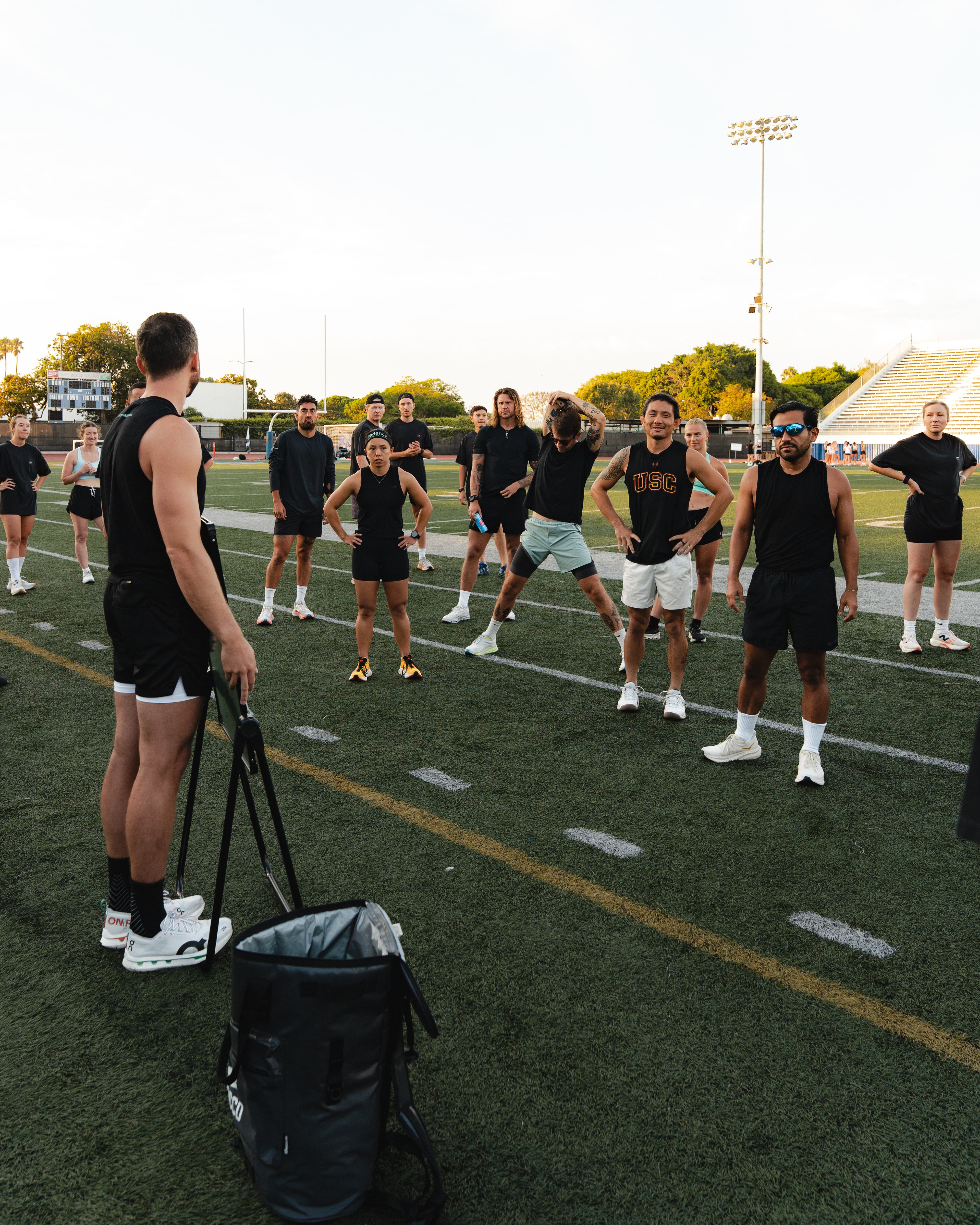 Track club members gathering for a workout